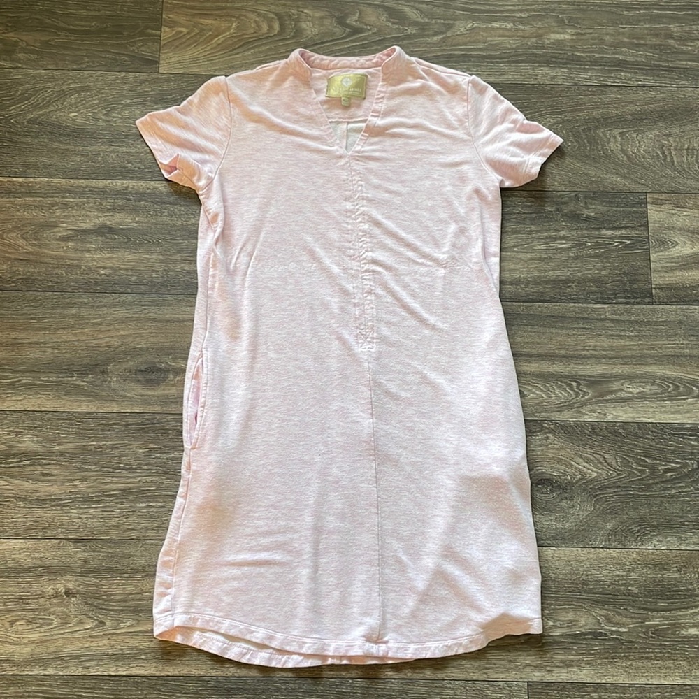 Lauren James Pastel Pink Jersey V-Neck Short Sleeve T-Shirt Dress in Size XS